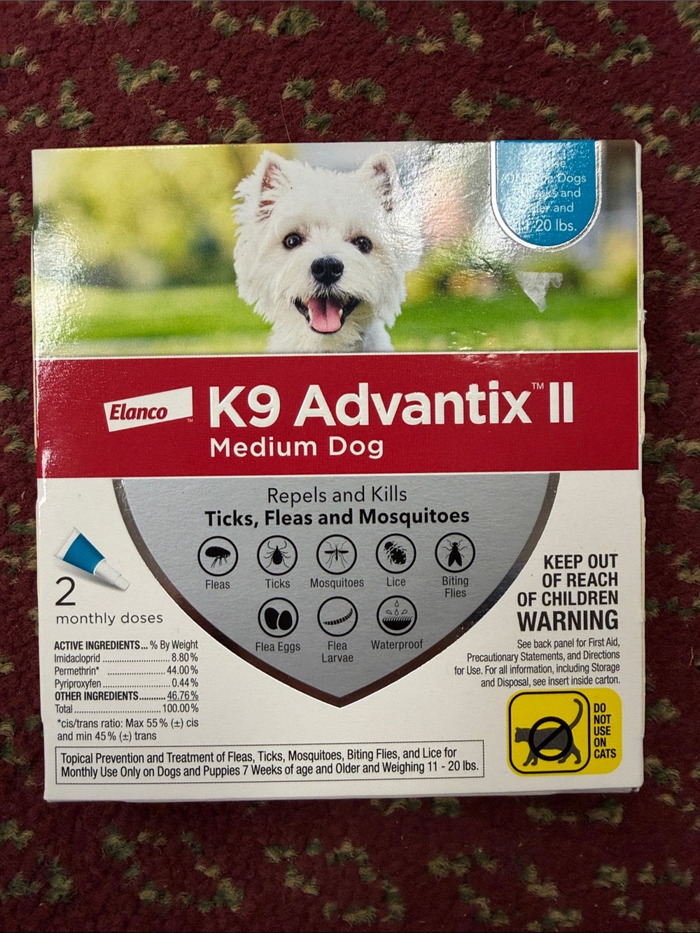 Elan K9 Advantix II Medium Dog Treatment - Red, White, Blue